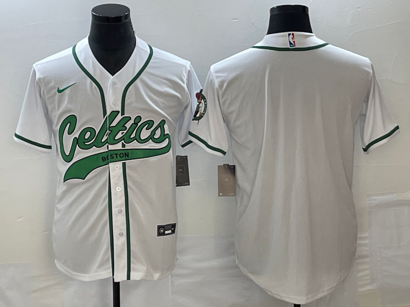 Men's Boston Celtics Blank White Stitched Baseball Jersey Men's Boston Celtics Blank White Stitched Baseball Jersey